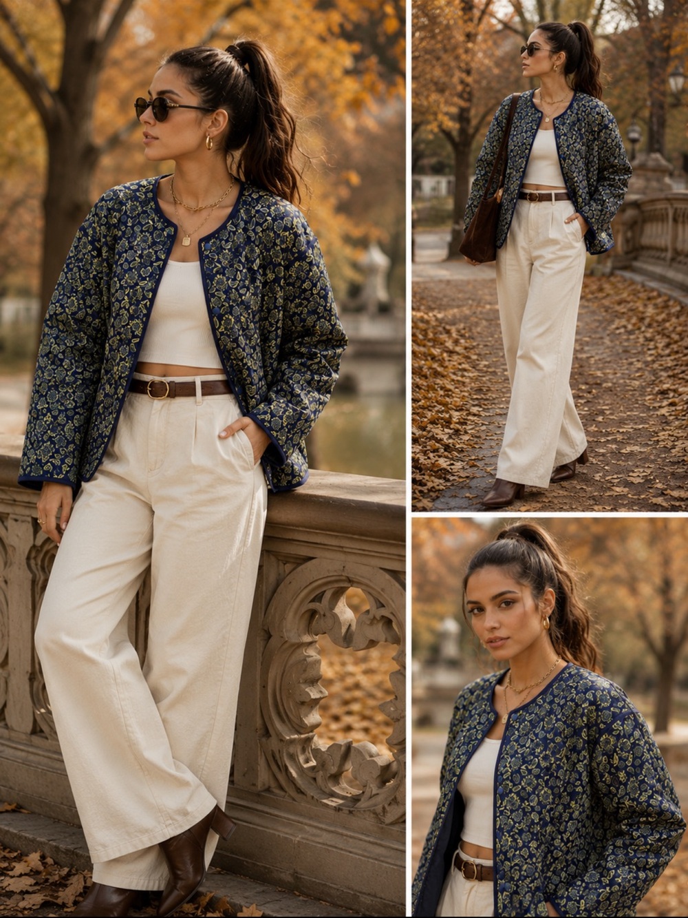 easel Navy Floral Quilted Jacket with Lime Green Print |
100% COTTON |L